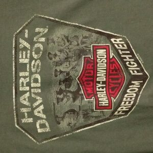 Harley-Davidson OD Green Short Sleeve Freedom Fighter Tee Mens Large